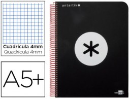 Cuaderno espiral Liderpapel Antartik A-5 tapa dura 80h 100g c/5mm. color negro
